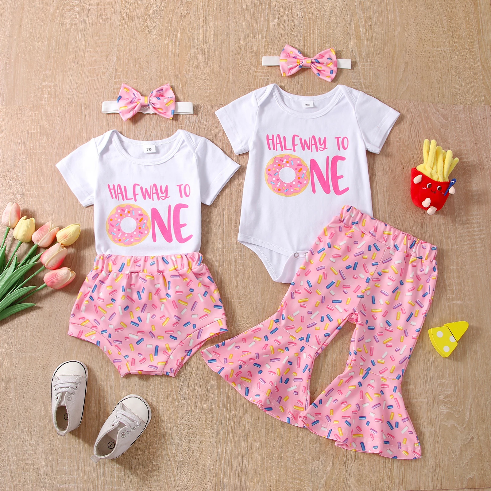 3 шт., Детский комбинезон с коротким рукавом и надписью