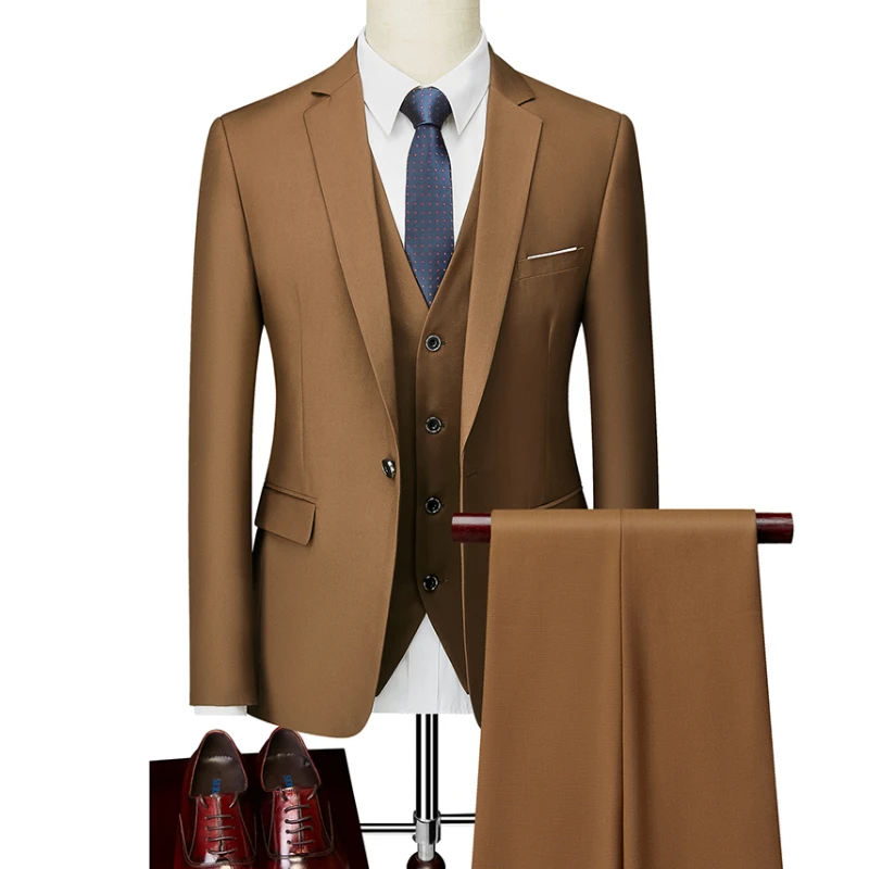 Пиджак + брюки жилет/Новинка 2022 мужские деловые облегающие костюмы свадебный