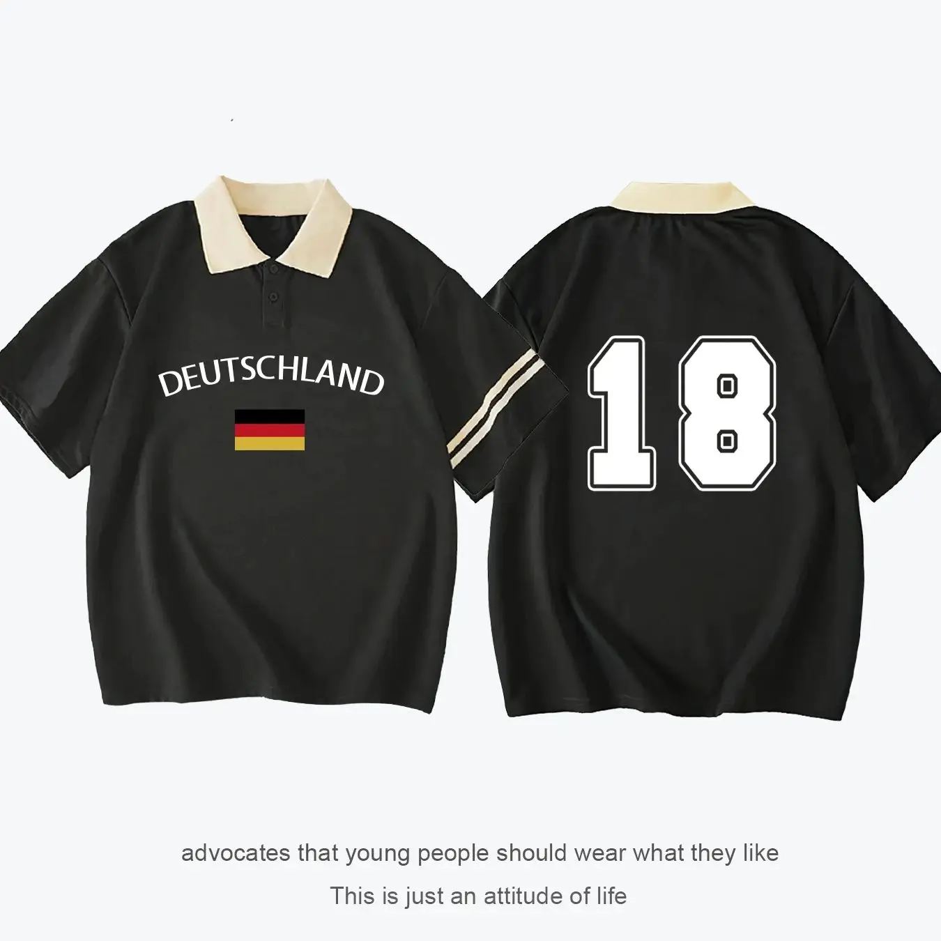 Повседневная стильная немецкая модная универсальная рубашка-поло с принтом