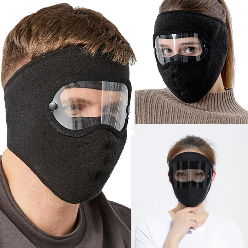 

Cycling Ski Breathable Masks Winter Windproof Anti -dust Full Face Mask Eye Shield High Definition Anti Fog Goggles Hood Cover