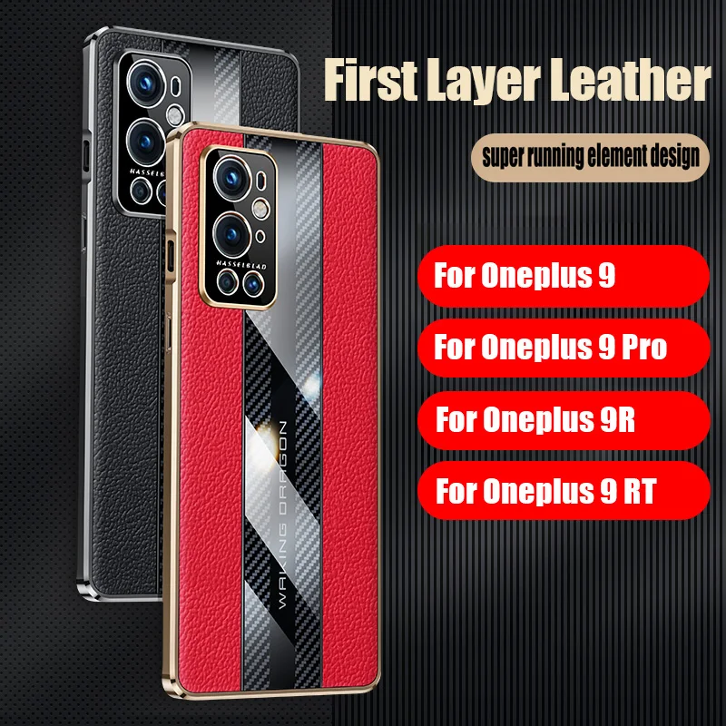 

Genuine Leather Case For Oneplus 9 Pro Case Carbon Fiber Texture Back Cover For Oneplus 9 Pro 9R 9RT 9 RT Case Fundas Capa