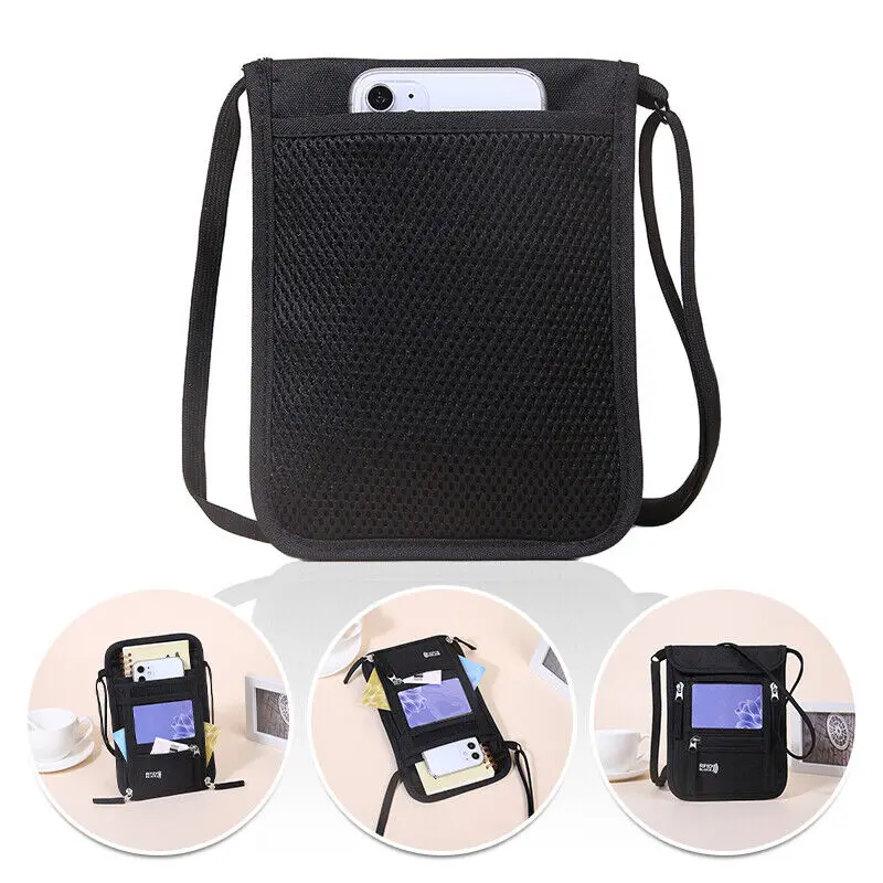 RFID Blocking Passport Holder Travel Wallet Card Storage Phone Bag Anti-Theft Shileding Neck Pouch Security Protect Faraday Bag