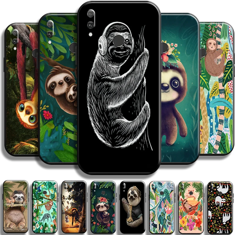 

Cute Cartoon Sloth Animal For Huawei Y9 Prime Y9 2019 Y9A Phone Case Funda Shockproof Black Back Carcasa Cases Shell Coque