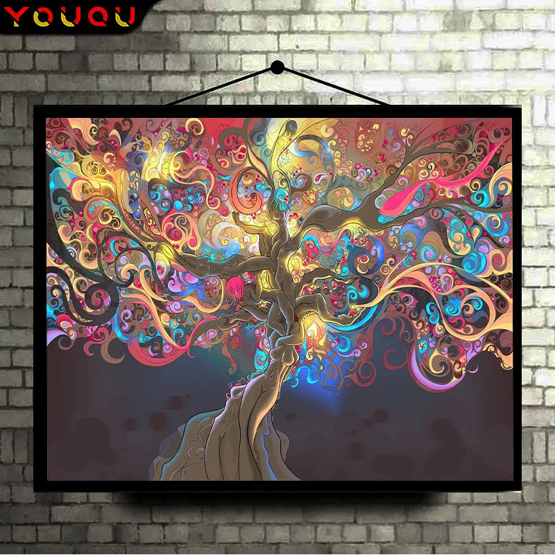 

YOUQU Art Series 5d Diamond Embroidery Tree Diamond Painting Mosaic Landscape Art Street Decoration Beautiful Home Furnishing