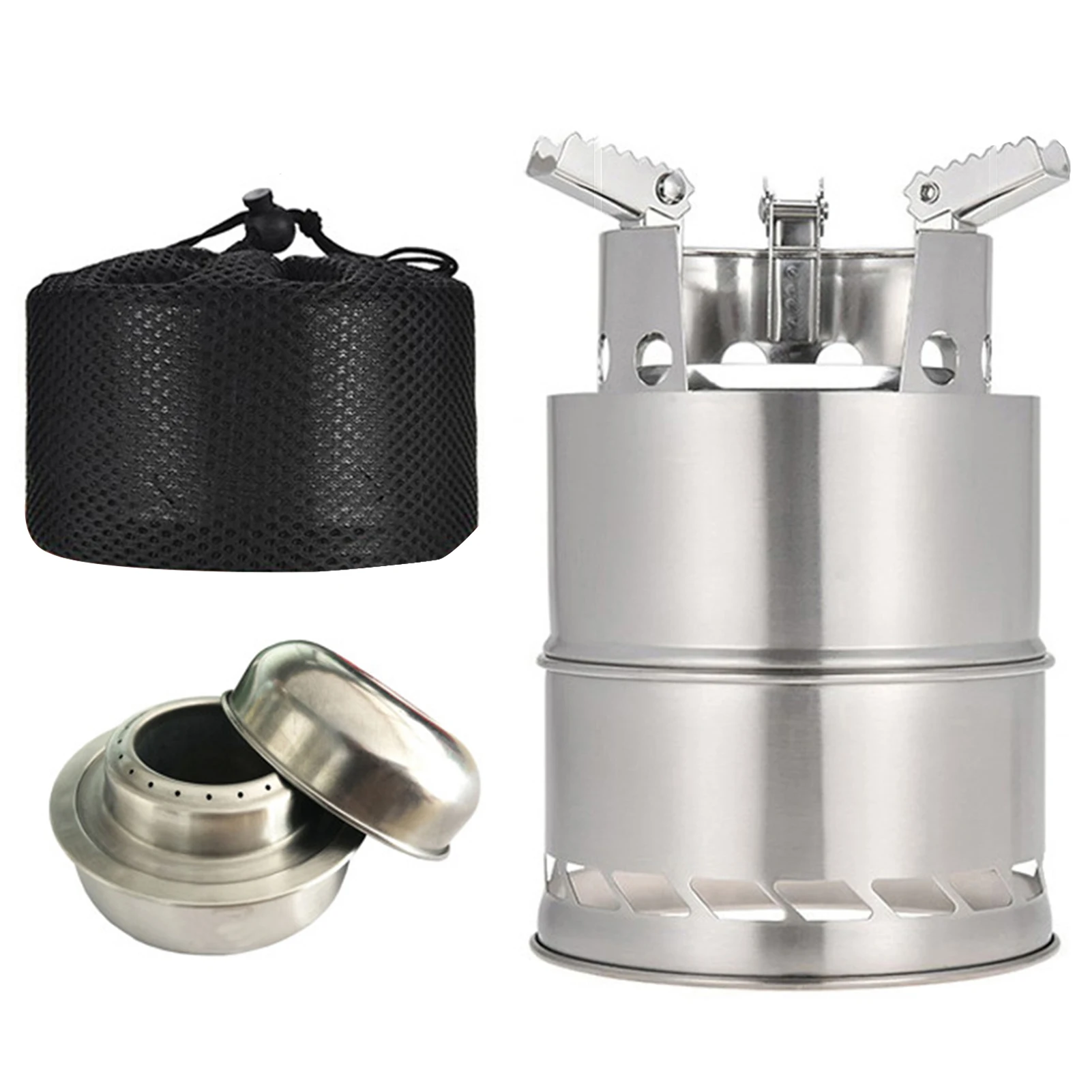 

Backpacking Stainless Steel Picnic Camping Eco-friendly Practical Cookware Foldable Furnace Lightweight Outdoor Stove Removable