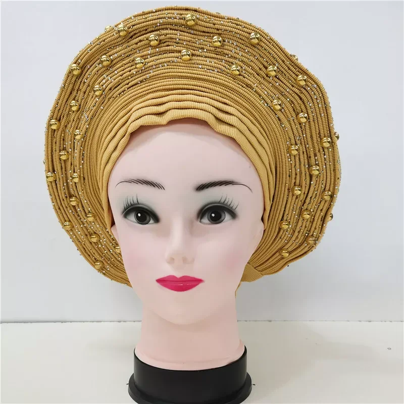 

NEW latest aso oke auto gele headtie Already Handmade african Cap Nigerian Wedding Gele women braid turbans Ladies wraps K18004