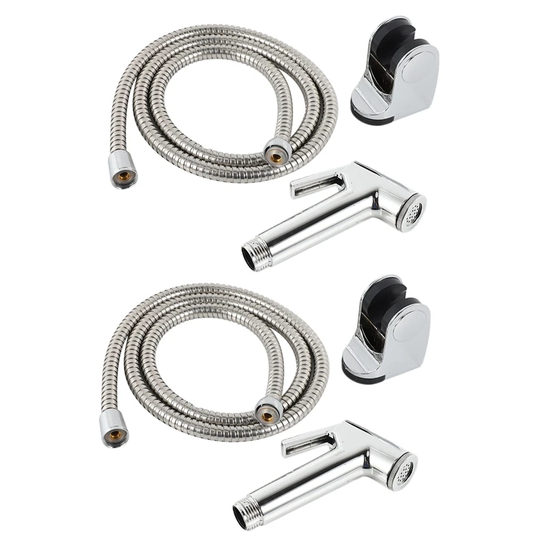 

2X Toilet Bidet Tap Set Handheld Shower Head Water Sprayer Bathroom Seat Nozzle Attachment+Hose+Wall Mount Rack Holder