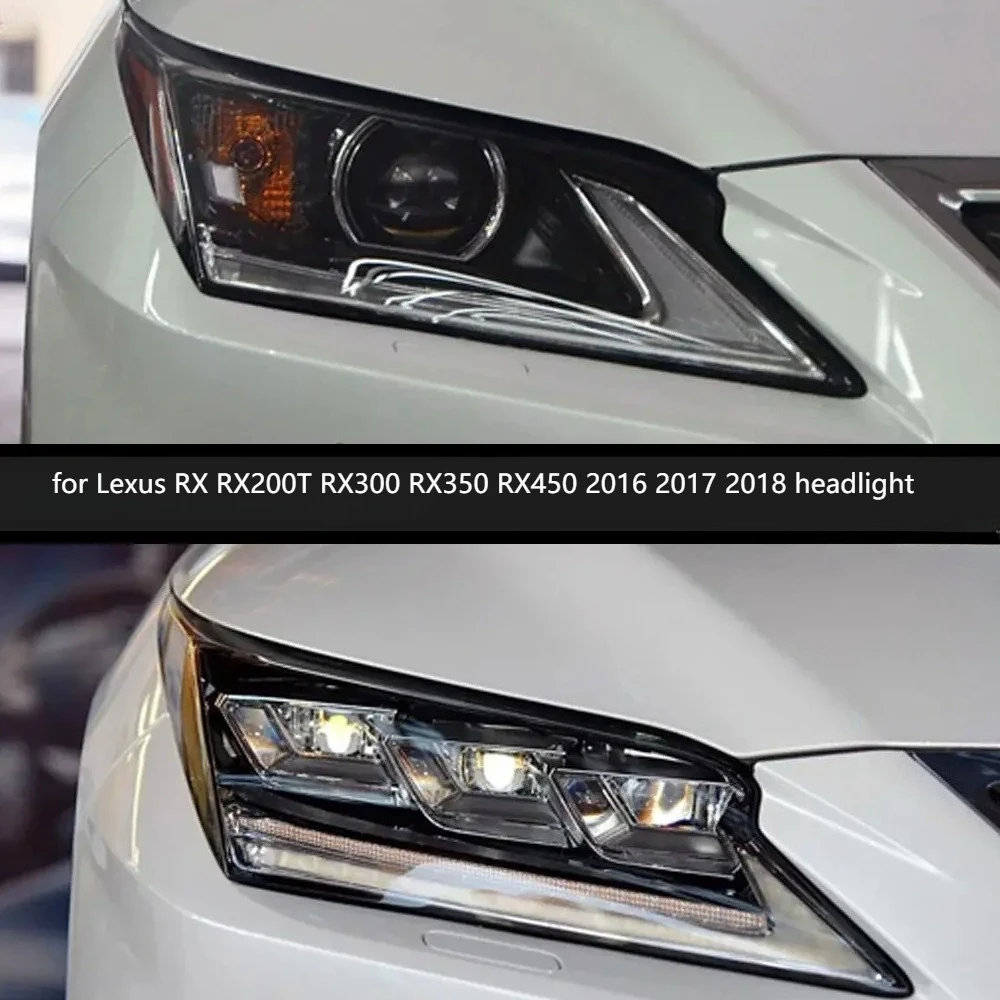Фото Для Lexus RX RX200T RX300 RX350 RX450 2016 2017 2018, фары в сборе, фары с 3 глазами, светодиодные дневные ходовые указатели поворота №4