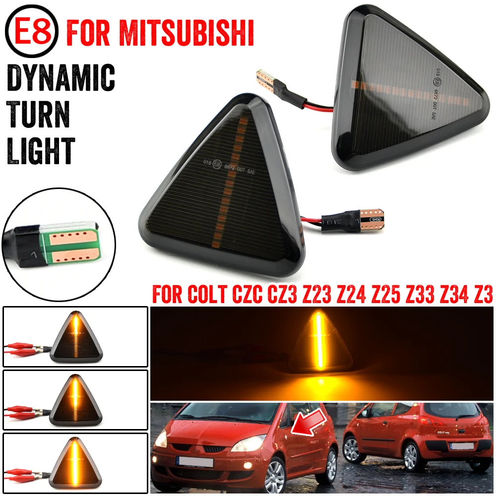 

2X For Mitsubishi Colt CZC CZ3 Z23 Z24 Z25 Z33 Z34 Z3 2004-2012 Smoke lens Dynamic LED Side Marker Light Turn Signal Lamp