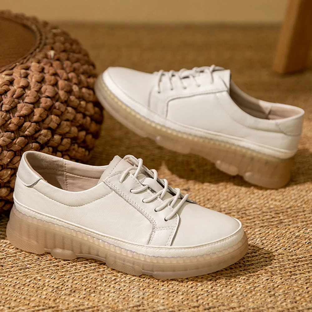 

2023 New Spring Casual Women Shoes Platform Loafers Lace Up Leather Flats Slip-On Mom Shoe Mujer Zapatos Chaussure Femme ll193