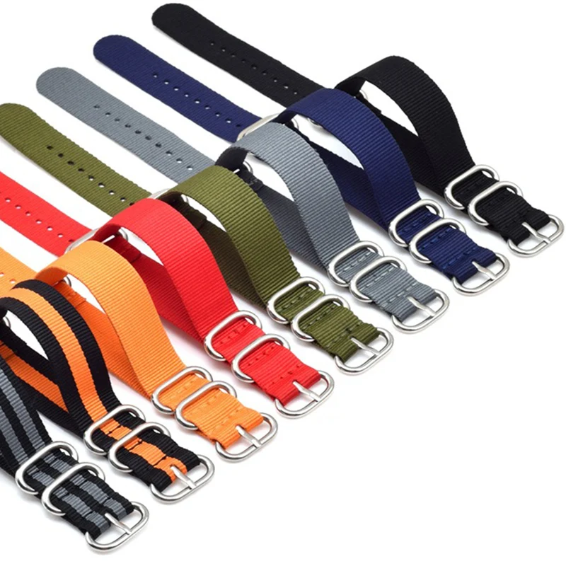 

18mm 20mm 22mm 24mm Army Sports Nato Strap Fabric Nylon Watchband Buckle Belt for 007 James Bond Watch Bands Colorful Rainbow