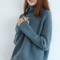 high neck pullover cashmere sweater womens loose fashion sweater thickened knitted top