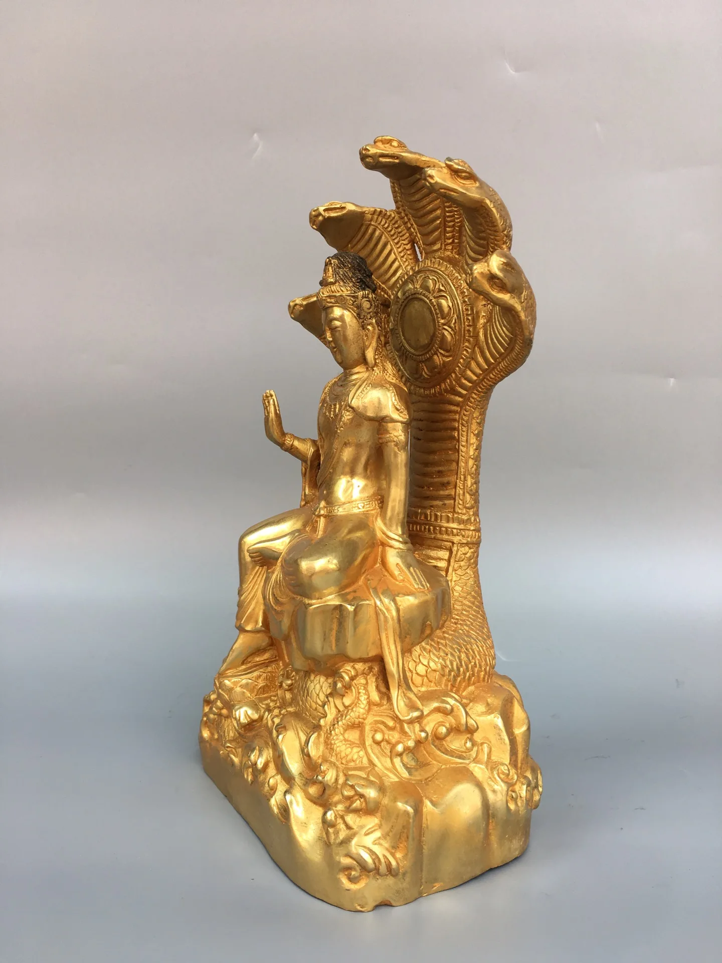 10-дюймовая коллекция тибетского храма старая бронза позолоченная грязь золото