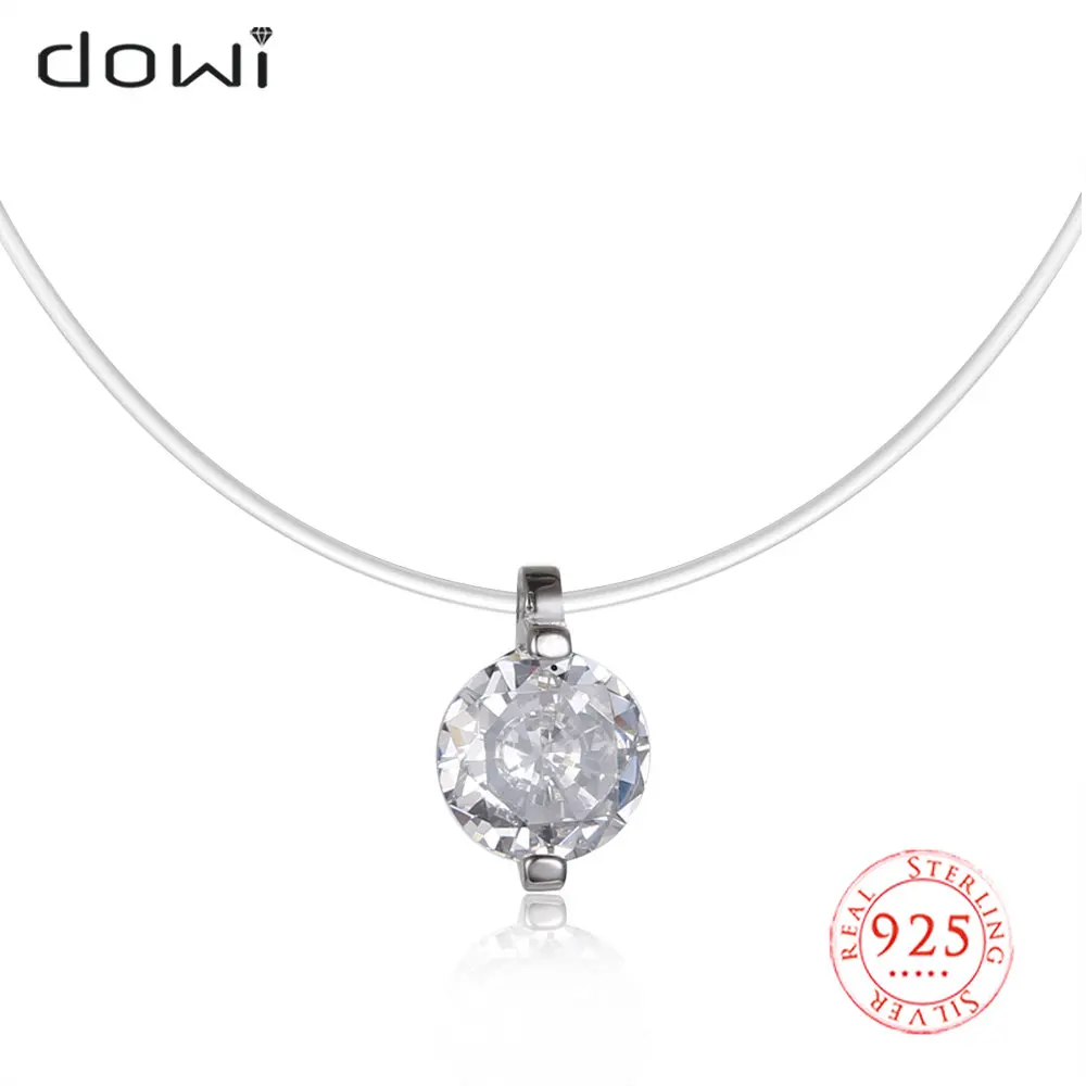 

Dowi S925 Sterling Silver 100% 6mm Cubic Zircon Pendant Necklace Choker Statement Necklace for Women Gift Fine Jewelry 2022