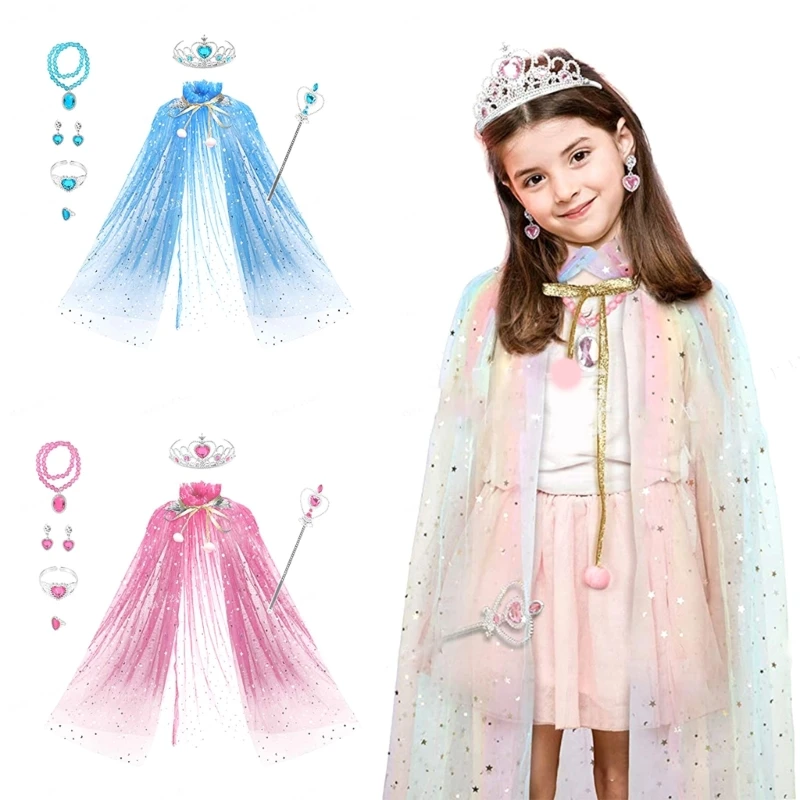 

Tooth Fairy Costume Princess Party Dress Up Princess Cape Cloak Jewelry Girl Birthday Costume Fairy Princess Costume