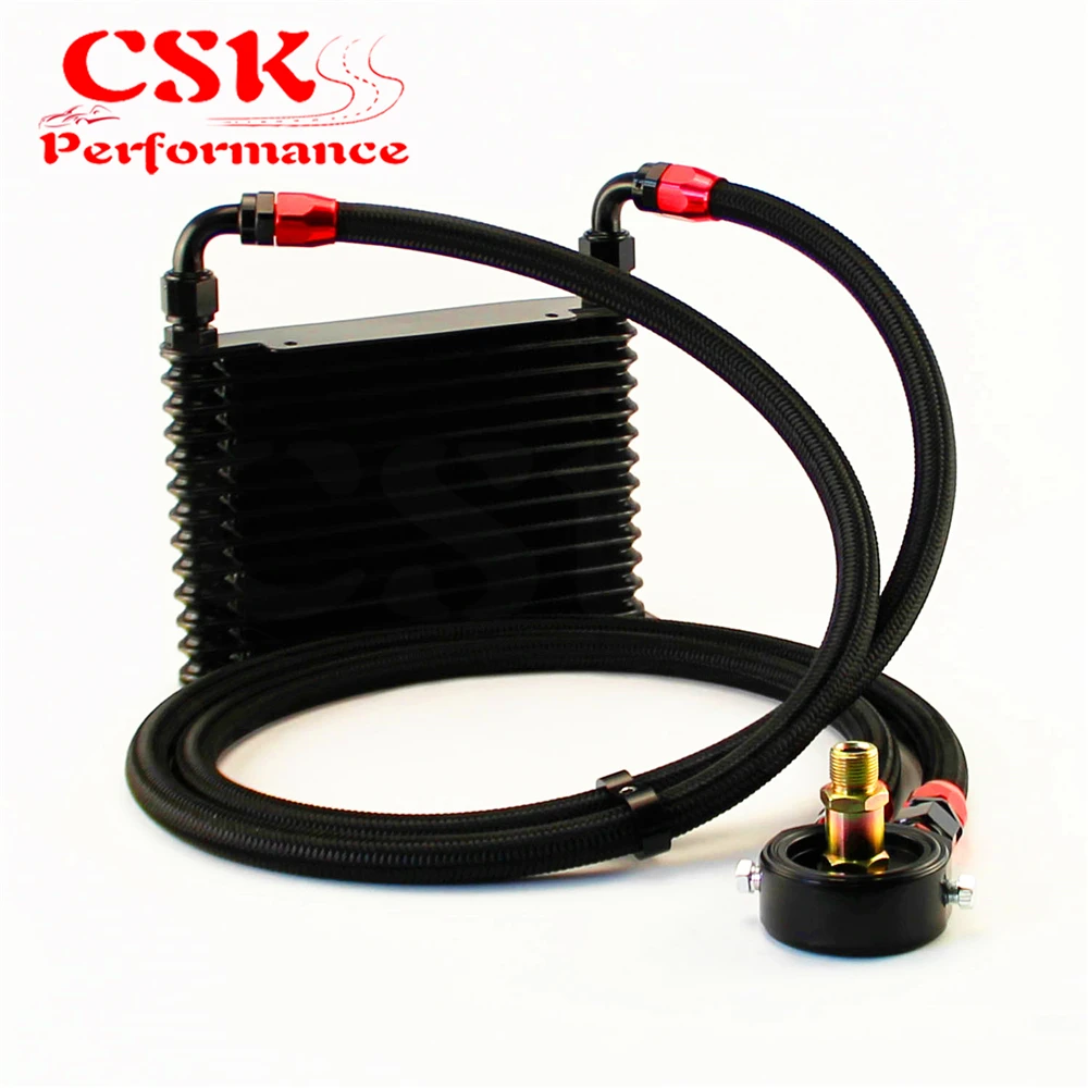 

Universal 13 Row AN10 Oil Cooler 260x175x32mm Kit For track / project / race Black