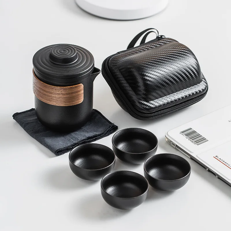 

Ceramic Quick Cup Outdoor Car Portable Travel Tea Set One Pot Four Cups Small Set Companion Gift Gift