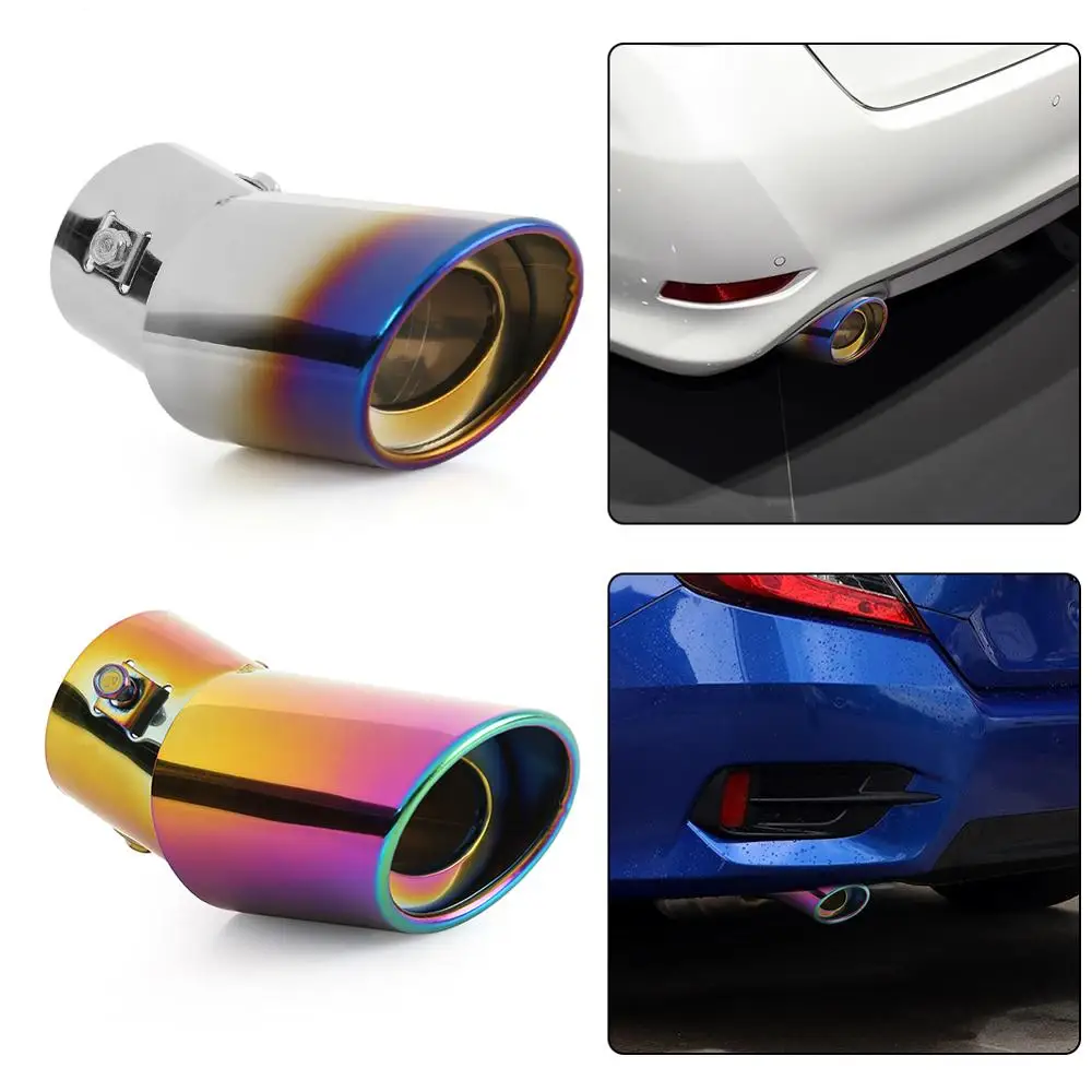 Universal Car Muffler Exhaust Tip Stainless Steel Round Pipe Chrome Tail Accessories Silver |