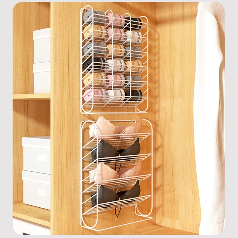 

Metal wardrobe underwear storage rack wall mounted dormitory bra sock container creative hanging underwear separator