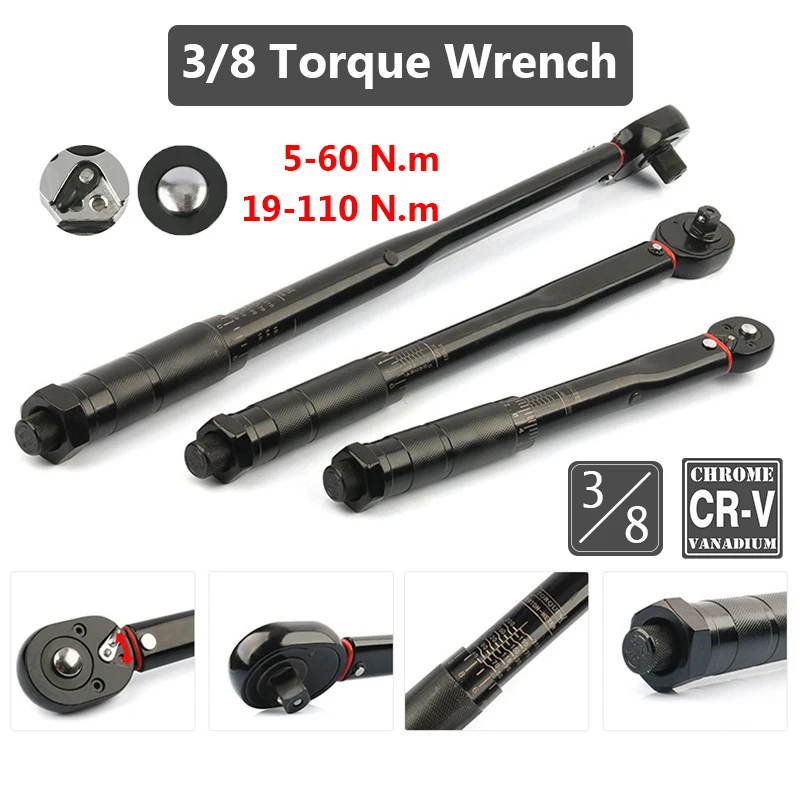 3/8 Bicycle Torque Wrench Ratchet Automotive 5-110Nm Drive For Garage Repair Mechanical Worekshop Tool Spanner Key Torquimetro