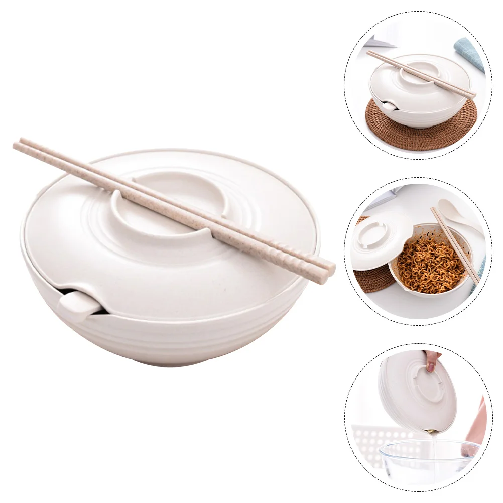

Ramen Bowl Japanese Noodle Bowl Instant Noddles Bowl with Chopstick and Spoon Dorm Room Student Office Fast Food Tableware