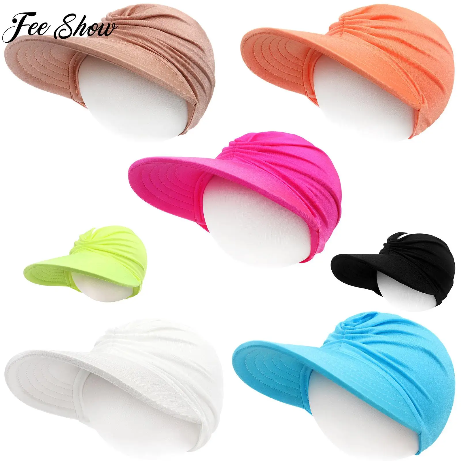 

Kids Boys Girls Wide Brim Visor Cap Hollow Out Top Sunhat Ruched Hat for Vacation Travel Beach Sports Camping Climbing