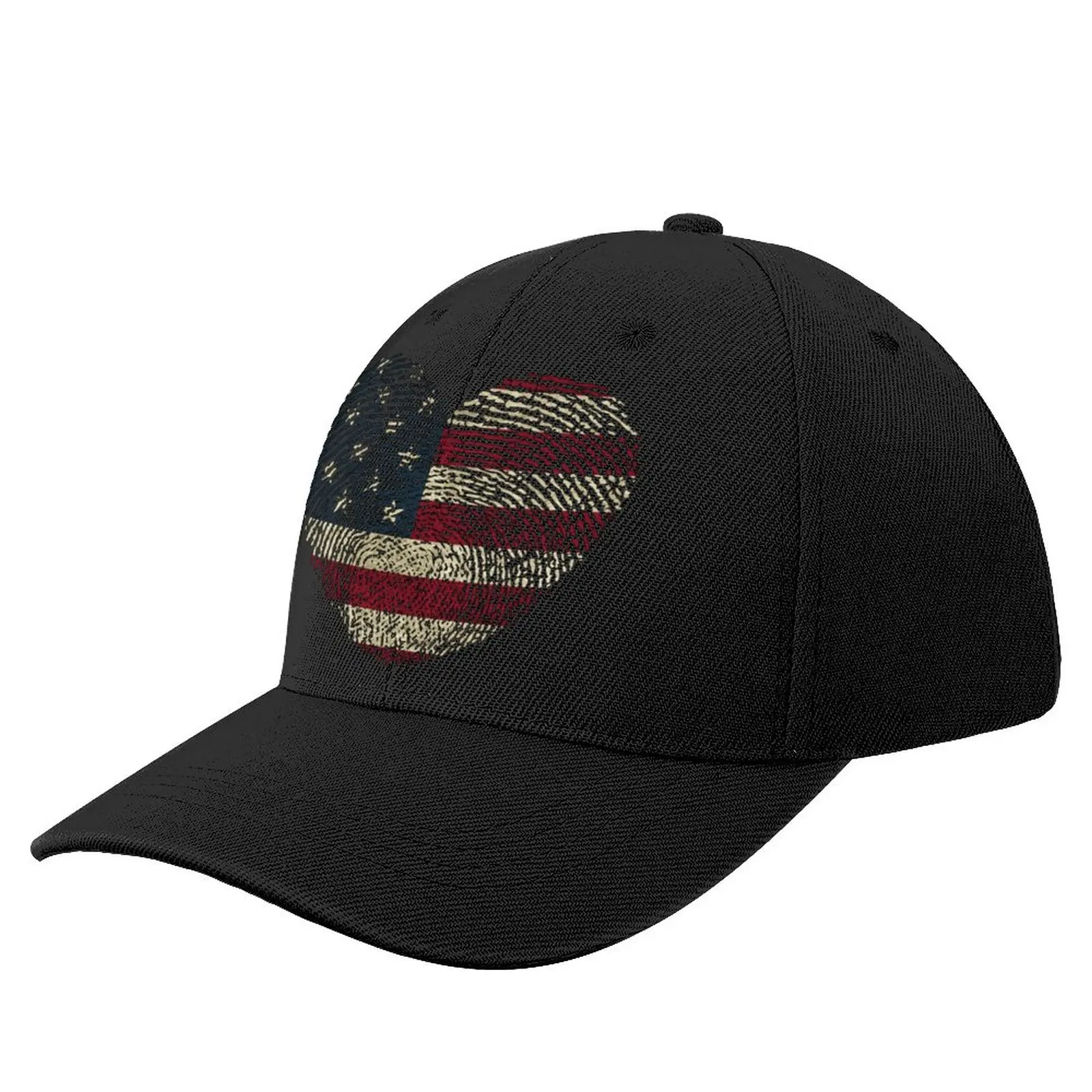 

American Flag Fingerprint Heart Baseball Cap Country Symbol Outdoor Sport Trucker Hat Casual Male Trendy Design Snapback Cap