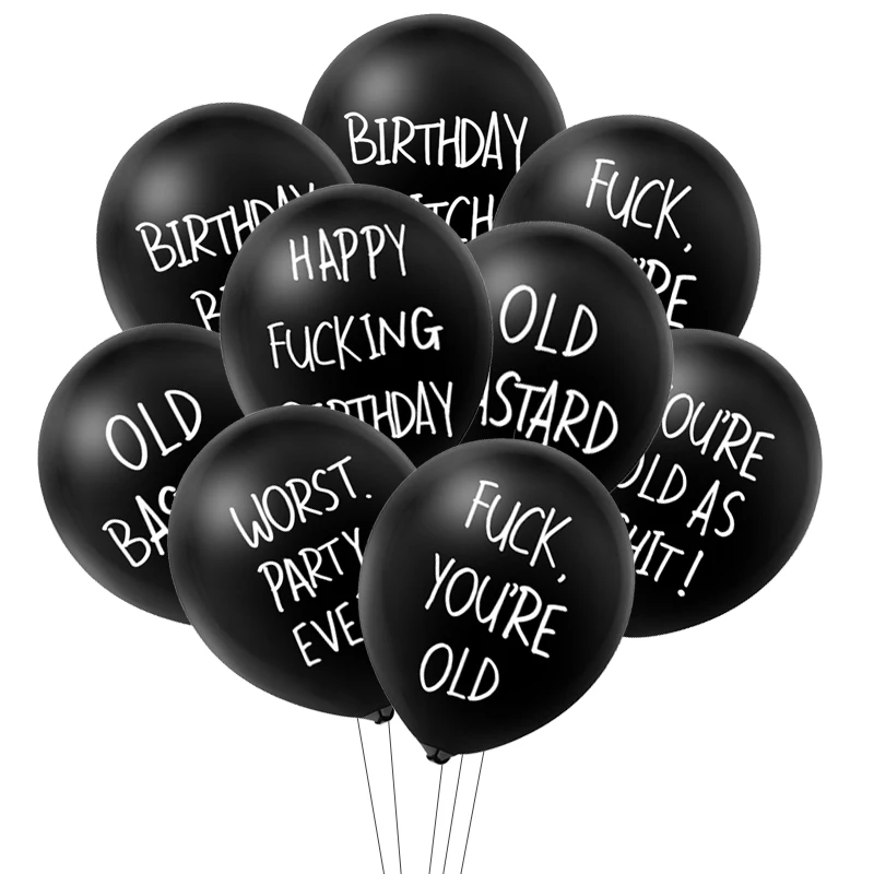

10pcs funny Abusive Birthday Party Latex Balloons Black Abusive Balloons Cute Offensive Balloon Rude Birthday Balloons for Men