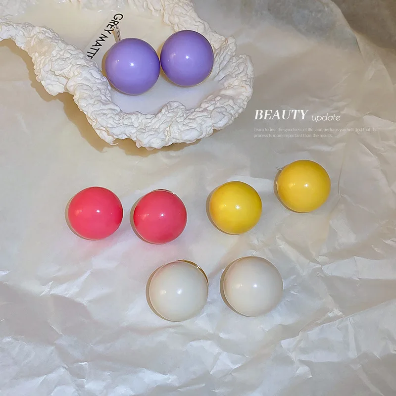 

LOVOACC Sweet Candy Color Arcylic Ball Statement Earring Large Round Geometrical Dangle Earrings for Women Female Birthday Gift