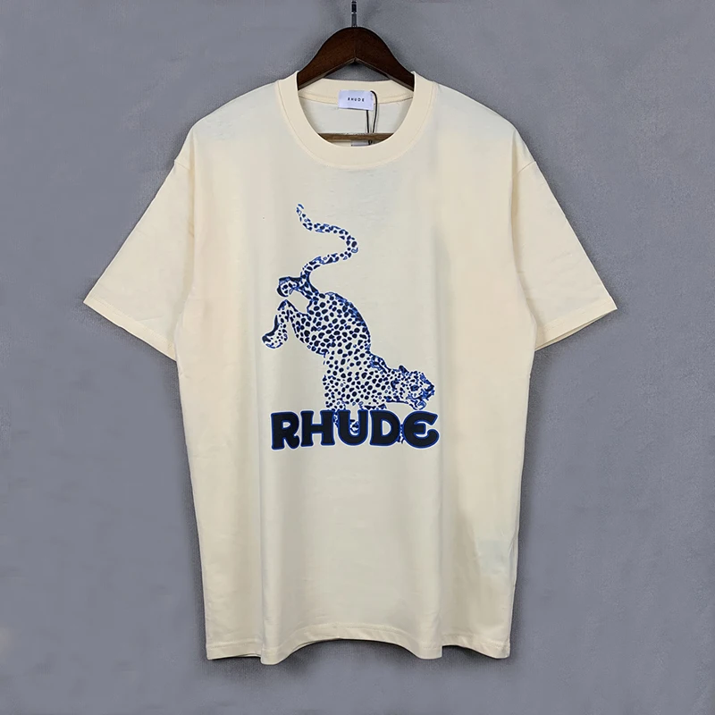 

Leopard Print RHUDE T Shirt 2022 Men Women Rhude T-Shirt High Quality Streetwear Cotton Tops Tee