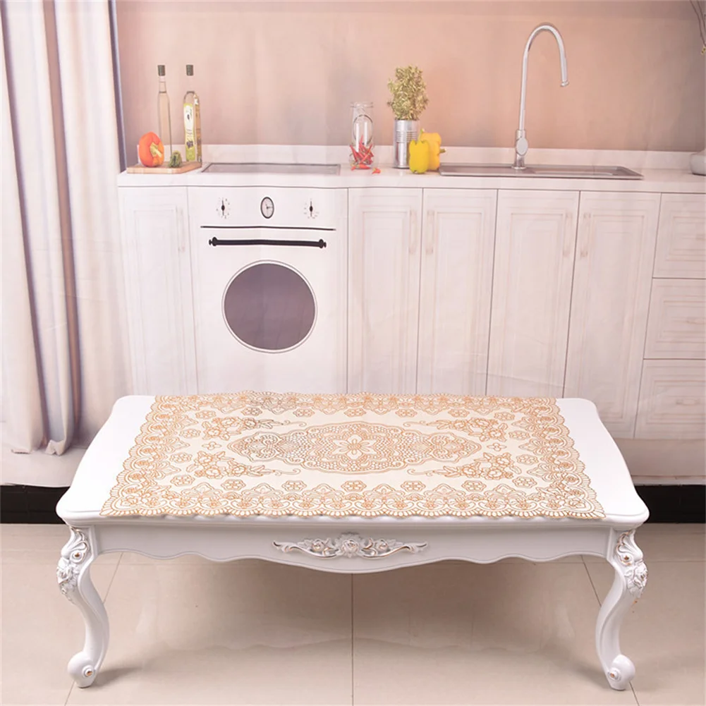 

Waterproof Tablecloth Europe Lace Embroidery Table Runner Flag Cloth Cover Nonslip Table Placemat Kitchen Wedding Home Decor