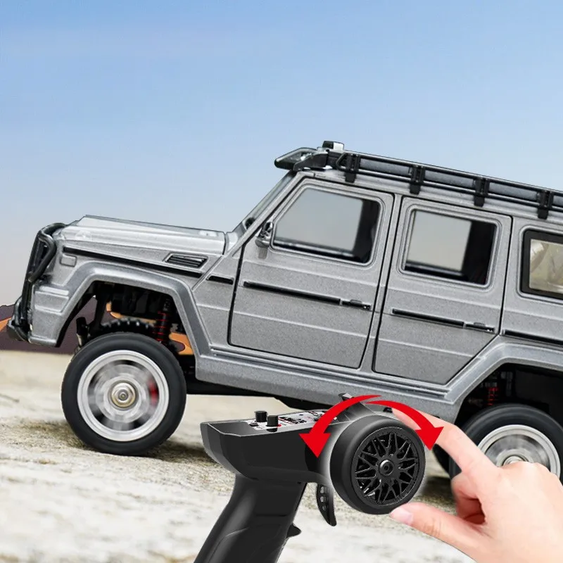 2.4ghz Alloy Metal Rc Car All-terrain 10km/h 1:24 Led Light Off-road Truck Toy For Boys Kids Gifts