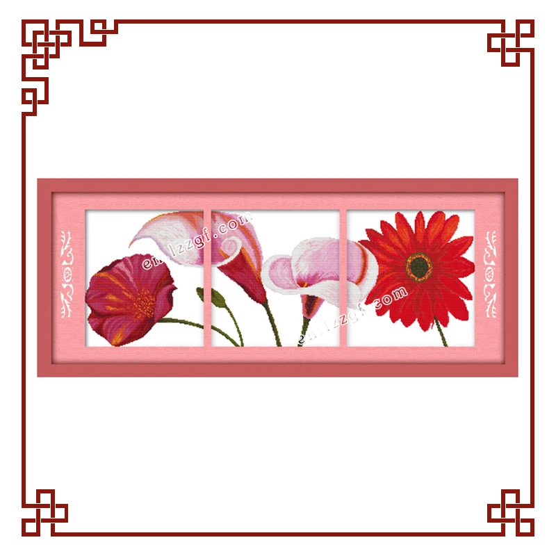 

Joy Sunday Pre-printed Cross Stitch Kit Easy Pattern Aida Stamped Fabric Embroidery Set-Beautiful Flowers