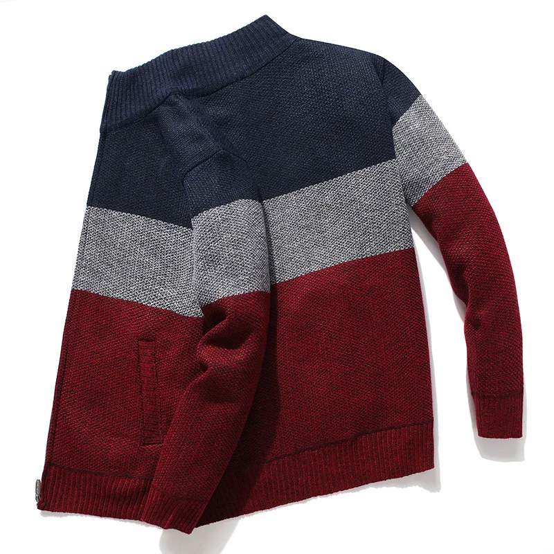 

2020 New Cardian Men Sweater Striped rey Men's Sweater Oversized Knitted Cardian Warm Clotes For Man 3XL Style omme