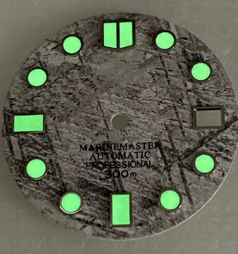 Meteorite pattern dial with C3 green luminous for SKX007 abalone diver watch modification parts NH35/36/7S/4R movement case Date