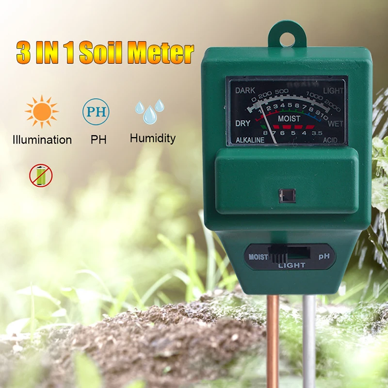 

Измеритель влажности почвы 3 в 1, тестер PH для растений, цветов, инструмент для измерения кислотности, для садоводства, 1 шт.