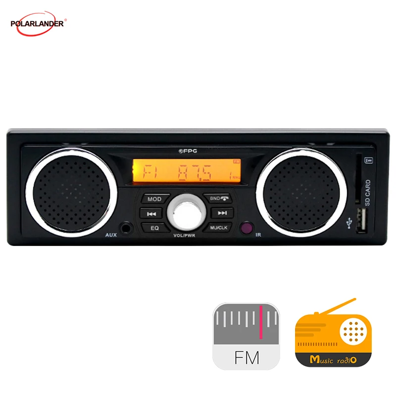 

Car Radio 1 Din Stereo FM Bluetooth 12V MP3 Player Built-in 2 Speakers LED Display Hands-free Supports USB SD AUX Audio Playback