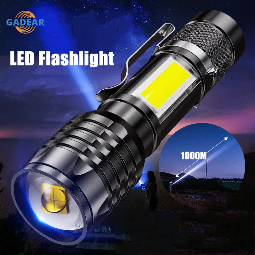  High Power Rechargeable LED Flashlight Mini Zoom Torch Outdoor Camping Strong Lamp Lantern Waterproof Tactical Flashlight 
