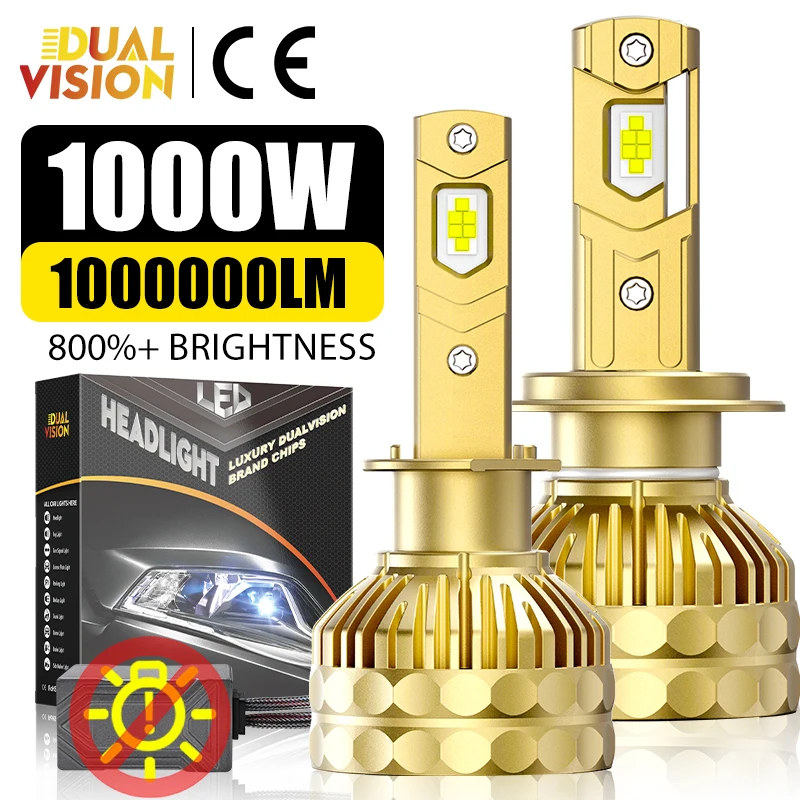 Фото H4 Светодиодные лампы для фар 1000 Вт CANBUS без ошибок H7 H1 H11 H8 H9 9005 HB3 9006 HB4 1000000 Автомобильные фары LM Super Bright CE CSP Chip №1