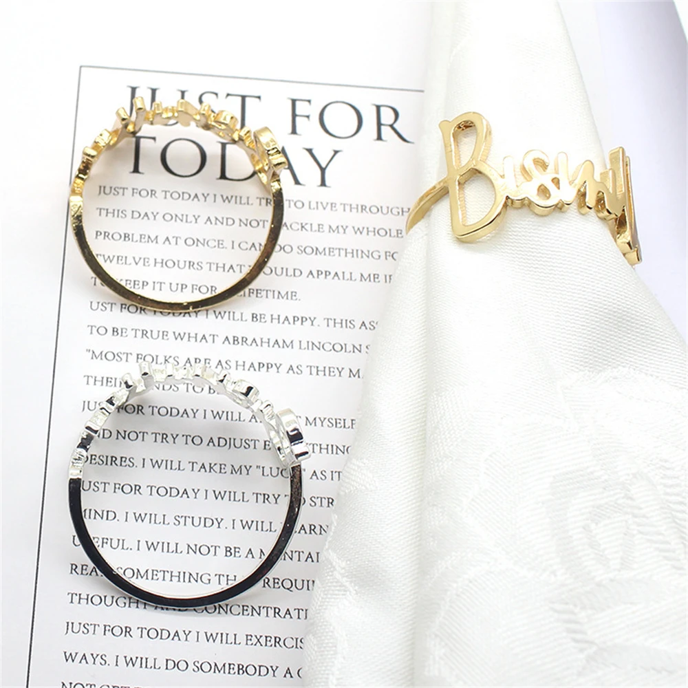 

Letter Napkin Ring Kitchen Party Hotel Towel Rack Stylish Alloy Alphabet Prayer Napkin Ring for Table Decoration Towel Day Party