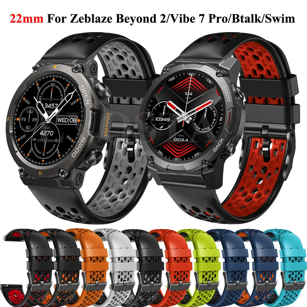 

22mm Silicone Watch Strap For Zeblaze Vibe 7 Pro/Lite Wrist Strap Band Bracelet For Zeblaze GTR2/Stratos 2/3 Stratos2 Watchband