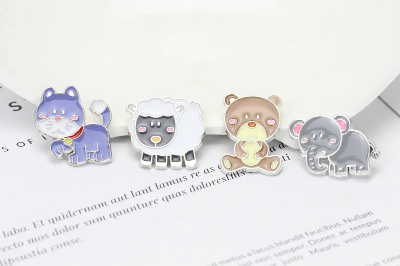Мультяшные овцы маленькие динозавры кошки черепахи броши с животными аксессуары