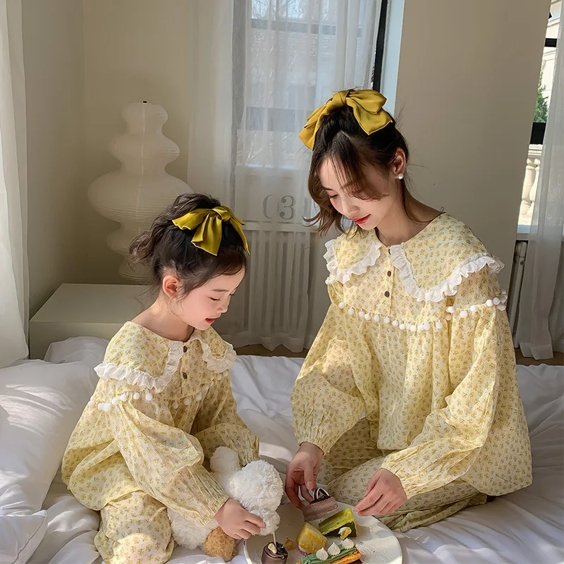 

Family Matching Outfits Girls Pajama Set Little Girl Casual Korean Version Cotton Loungewear Mother Daughter Matching Clothes