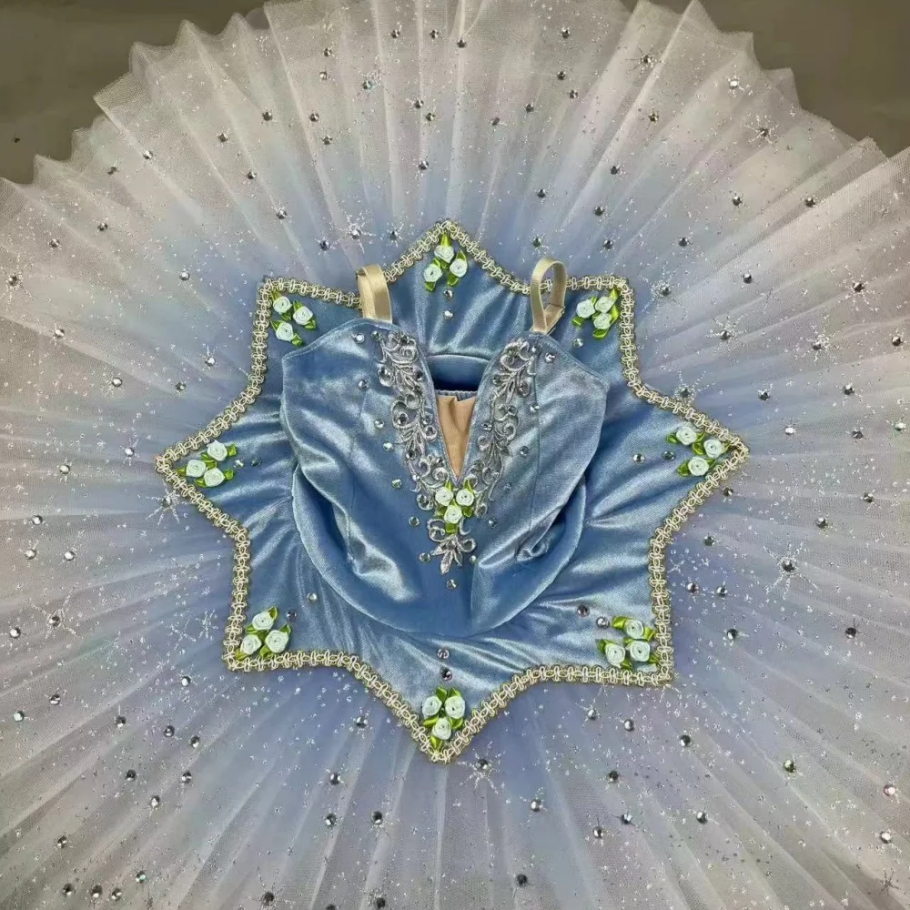 Профессиональная балетная пачка для девочек синяя балерина танцевальный костюм