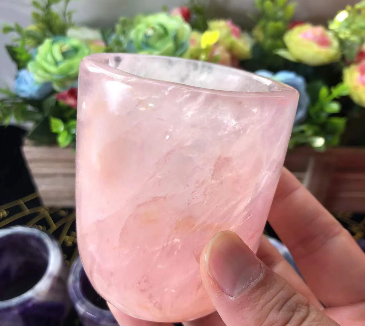 

Чашка из натурального кристалла, аметиста, розового кварца, белого цвета, лечебный кристалл для подарка, коллекция, ремесло, домашний декор