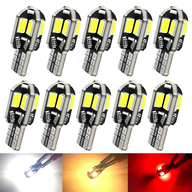 

10Pcs Car Interior Lighting 12V 6000K Canbus Error FreeLED Bulb W5W 194 168 T10 LED 5730 8SMD Parking Light Auto Signal Lamp