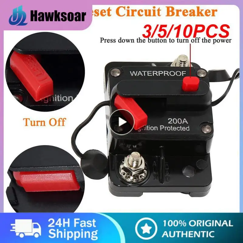 

3/5/10PCS 12-48v Waterproof Power Protect Fuse Circuit Breaker Universal Circuit Breaker Fuse Reset Portable Car Circuit Breaker