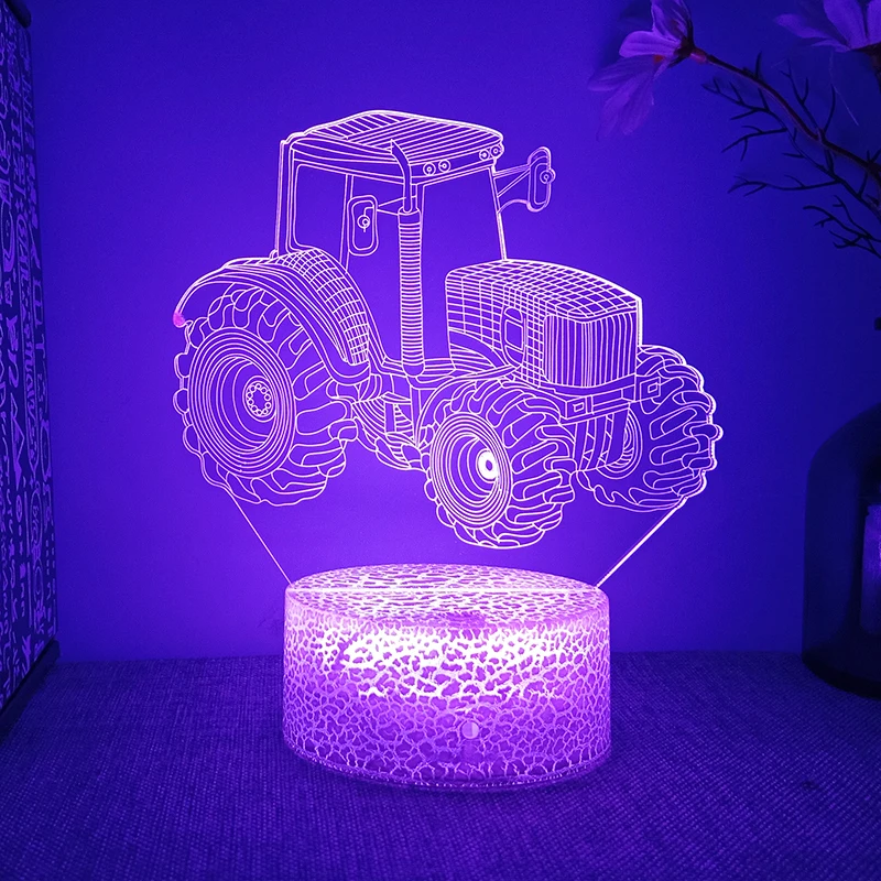 

Tractor Night Lights Farm Car Acrylic Rechargeable Stands Led Lamp Bedroom Model Decoration Kid's Room Decor Gift Dropshipping