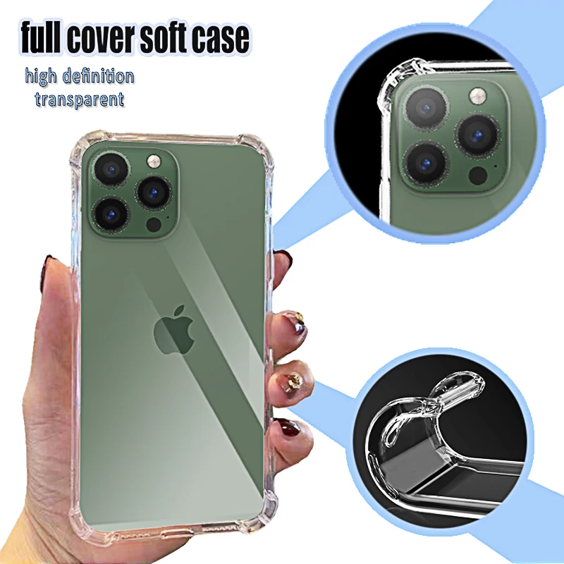 Прозрачный мягкий чехол для телефона Iphone 13 Pro Max, прозрачный чехол из ТПУ для Iphone 13 ProMax 6,7 дюйма A2643, противоударные чехлы с защитой от царапин