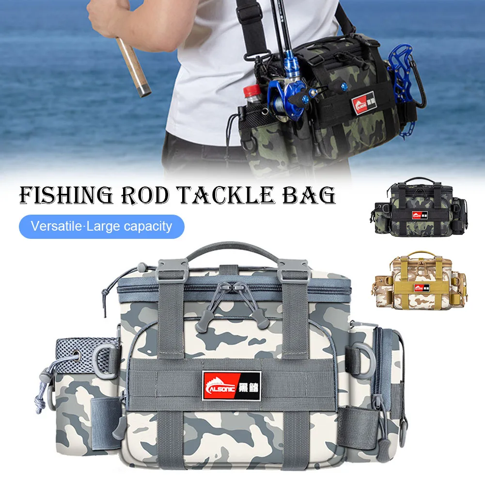 Купи Multifunction Fishing Tackle Bag Waterproof Oxford Storage Bag Fishing Rod Holder Travel Shoulder Bag Backpack for Lure Hook Kit за 797 рублей в магазине AliExpress